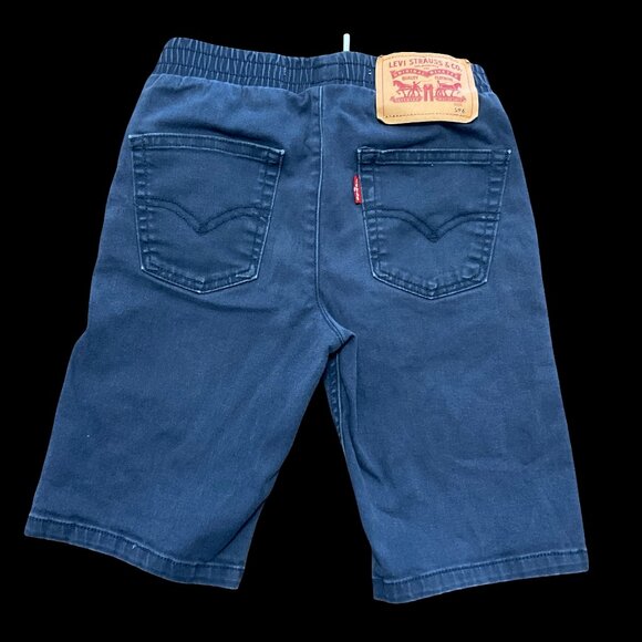 Navy Blue Elastic Waist Shorts - Picture 2 of 2